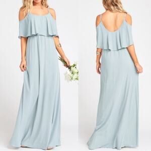 NWT Show Me Your MuMu Caitlin Ruffle Maxi Dress in Sage Green sz S Bridesmaid